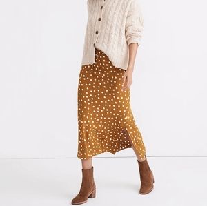Madewell Drawstring Midi Slip Skirt in Big Dot